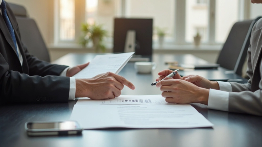 Profissionais em reunião de negócios discutindo estratégia em sala de conferência moderna
