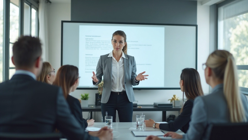 Executiva revisando correspondência corporativa em sua mesa de trabalho com documentos e caneta