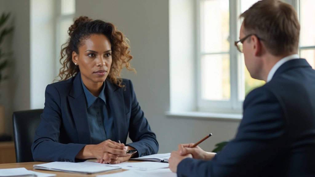 Professionals engaged in focused one-on-one business conversation